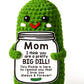 Mothers Day Gift for Mom from Daughter or Son - Funny Crochet Pickle Plush with Heart Card, Cute Handmade Present, Unique Stocki