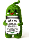 Mothers Day Gift for Mom from Daughter or Son - Funny Crochet Pickle Plush with Heart Card, Cute Handmade Present, Unique Stocki