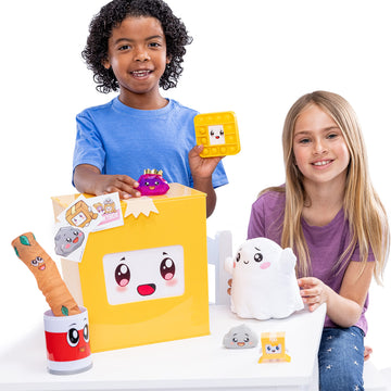 Lankybox Giant Mystery Box: Wearable Boxy Case, 2 Figures, One 6” Glow-In-The-Dark Plush, A Squishy , Pop-It Fidget Toy, Canny With Pop-Out Sticky, And 3 Stickers
