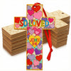 Blueweenly 24 Pcs Christian Valentines Wooden Crosses Crafts for Classroom Christian DIY Painting Crafts Religious Wooden Crosse