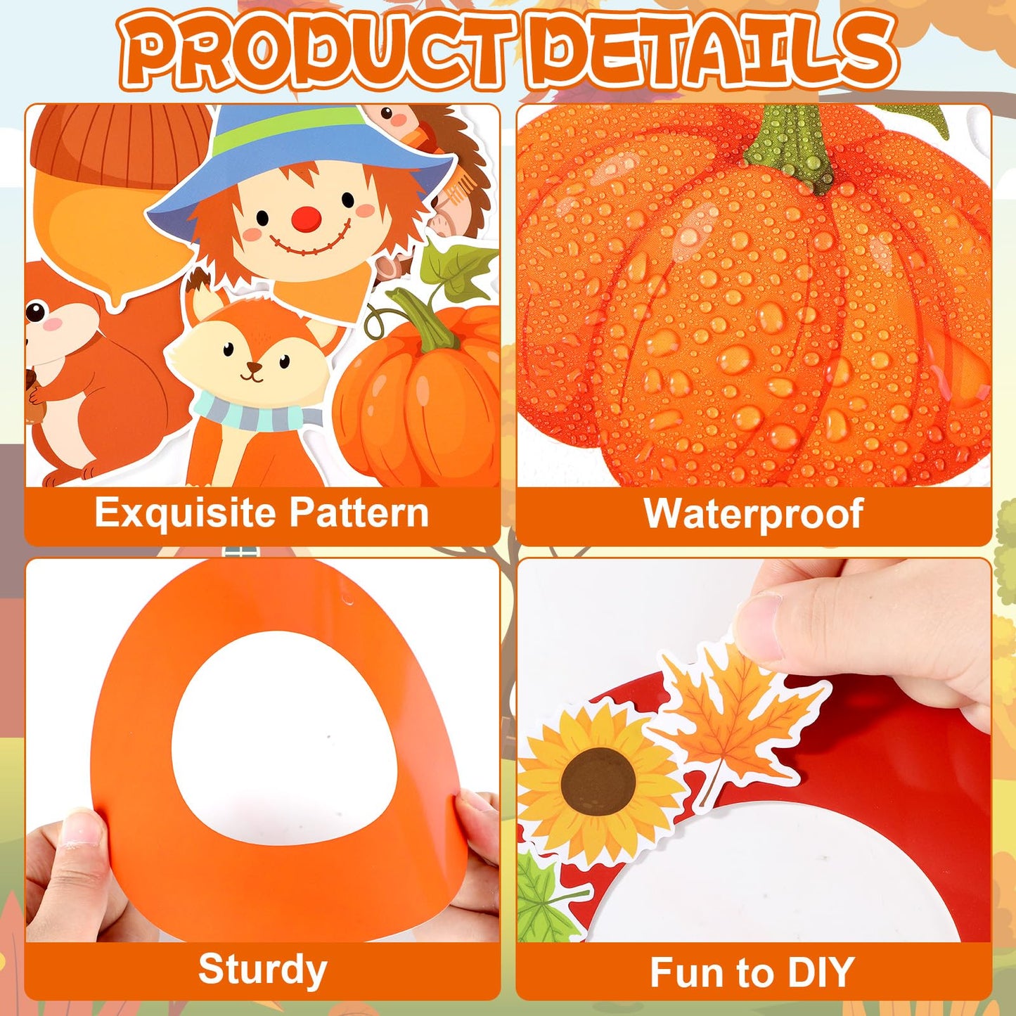 36 Sets Fall Animal Wreath Craft Kits DIY Autumn Scarecrow Pumpkins Paper Wreath Hanging Ornaments Make Your Own Thanksgiving Pa