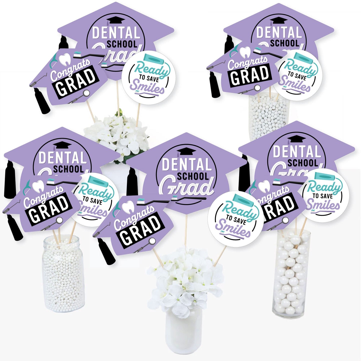 Big Dot Of Happiness Dental School Grad - Dentistry And Hygienist Graduation Party Centerpiece Sticks - Table Toppers - Set Of 15