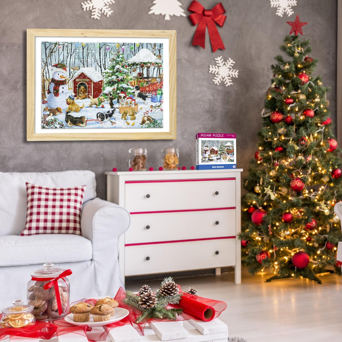 100 Piece Christmas Puzzle For Kids Ages 4-6 6-8 8-10 Christmas Ideal Gift For Boys Girls Jigsaw Puzzles 100 Pieces For Seniors(