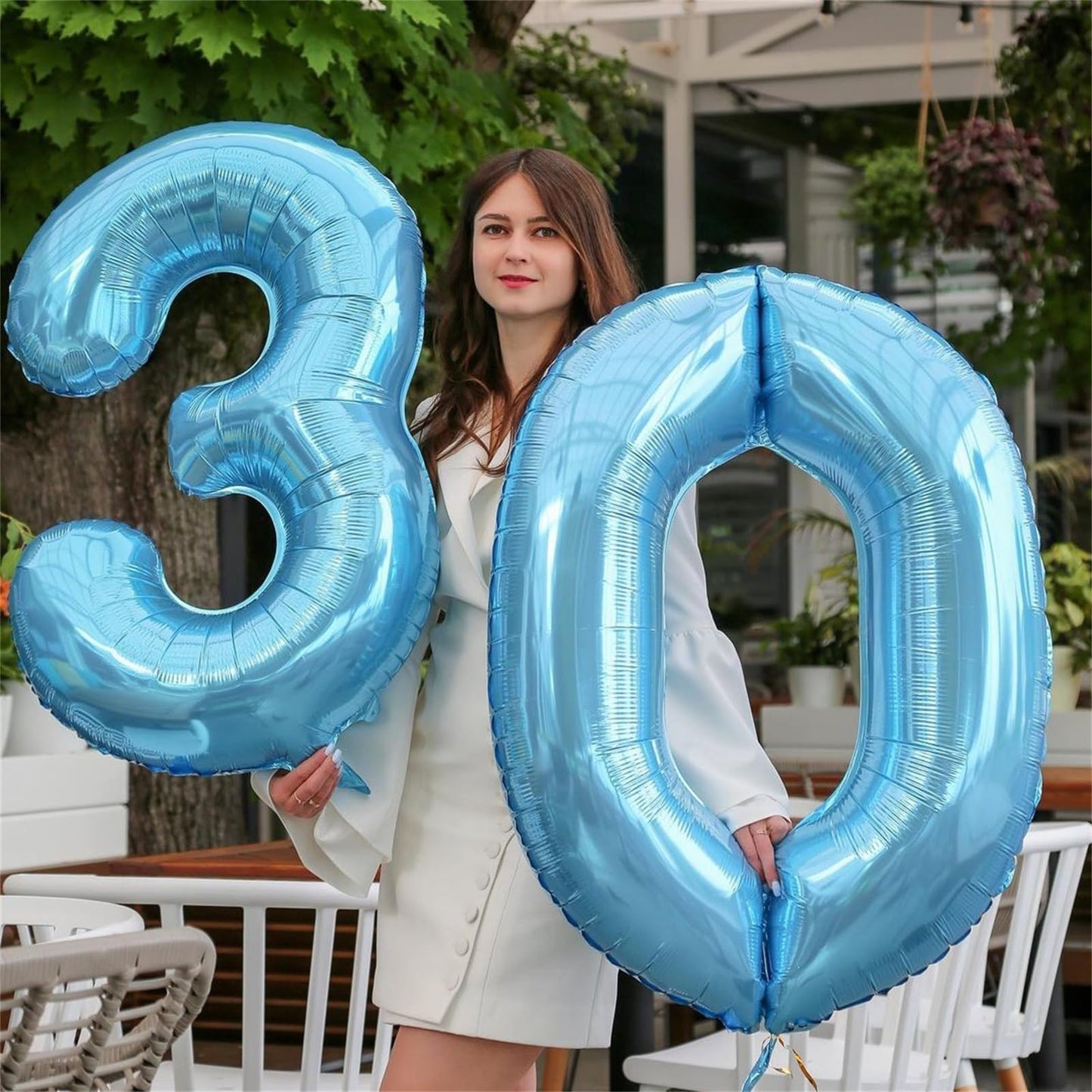 8Th Birthday Number Balloons For Kids, 40 Inch Foil Number 8 Balloons Baby Pastel Blue, Helium Large Self Inflating Mylar 8 Ball