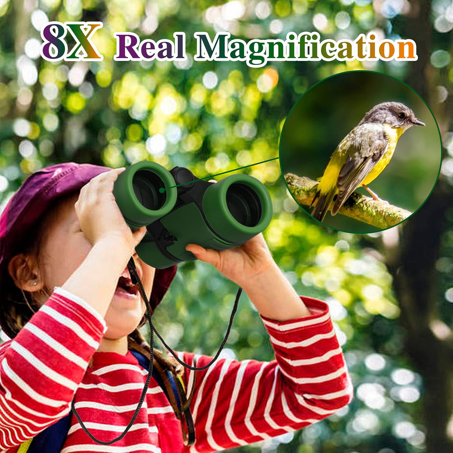 Binoculars For Kids,Kid Binoculars Outdoor Exploration Kit Age 3-12,Compact Shockproof Binoculars Kids,Toddler Binoculars Nature