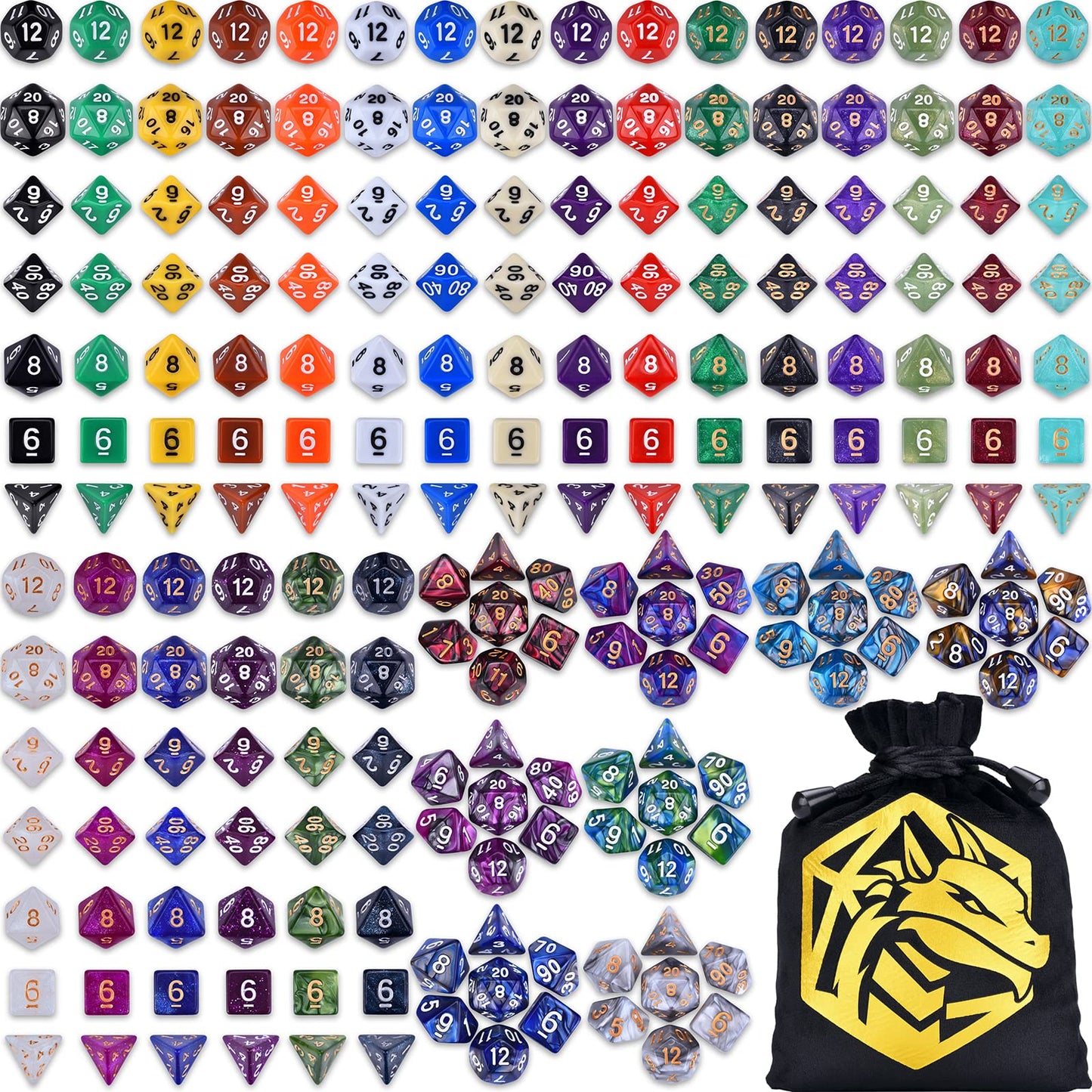 Amiven DND Dice Sets 30 x 7 (210pcs) Polyhedral RPG Dice for Dungeons and Dragons Tabletop Role Playing Adventure Games, with a
