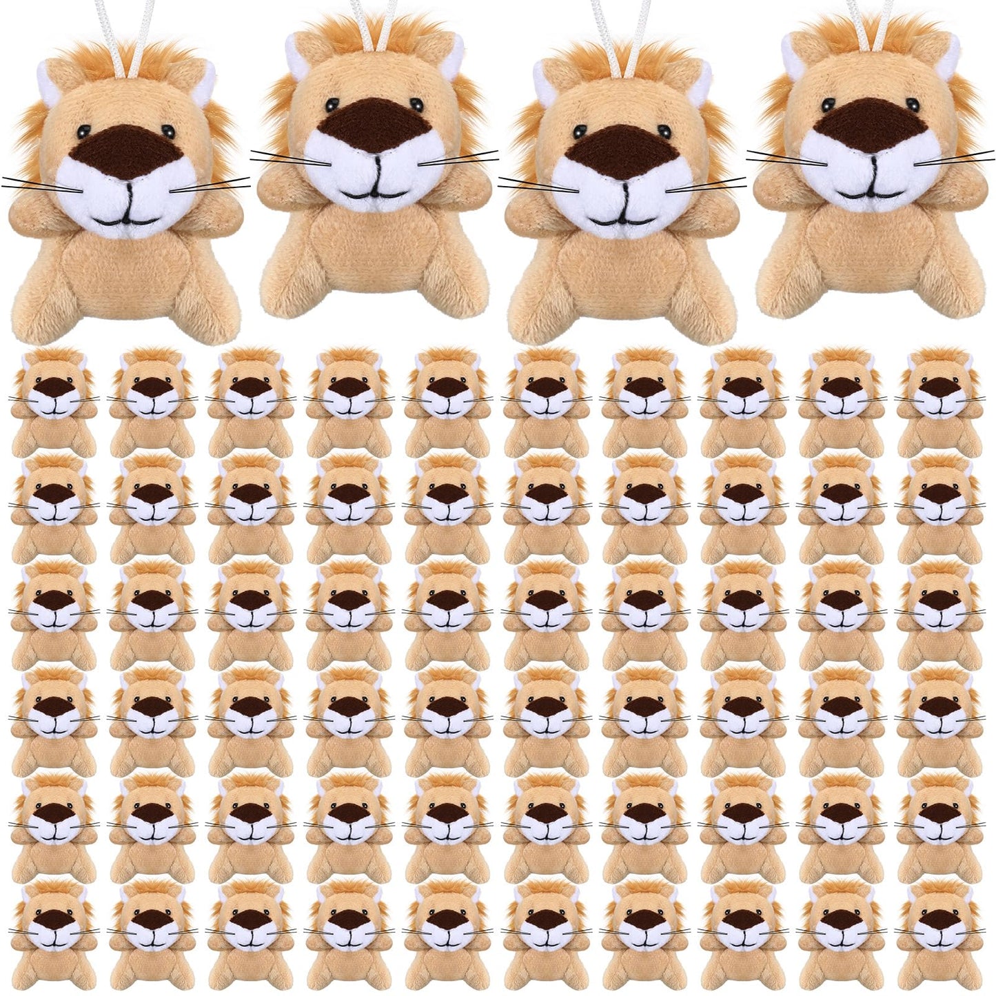 Shappy 100 Pcs Mini Animal Lion Plush Toys Small Stuffed Animals Bulk Mini Keychains Soft Cute Tiny Plushies for Birthday Gifts,