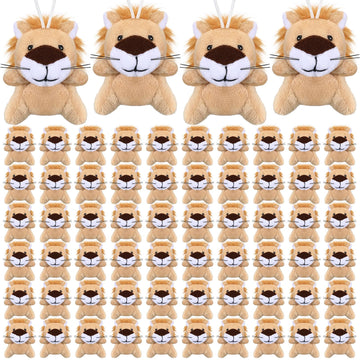 Shappy 100 Pcs Mini Animal Lion Plush Toys Small Stuffed Animals Bulk Mini Keychains Soft Cute Tiny Plushies for Birthday Gifts,
