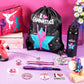 Kigeli Gymnastics Gifts Gymnastics Drawstring Bag Headband Bracelet Necklace Scrunchies Makeup Bag Vacuum Bottle Keychain 50 Pcs