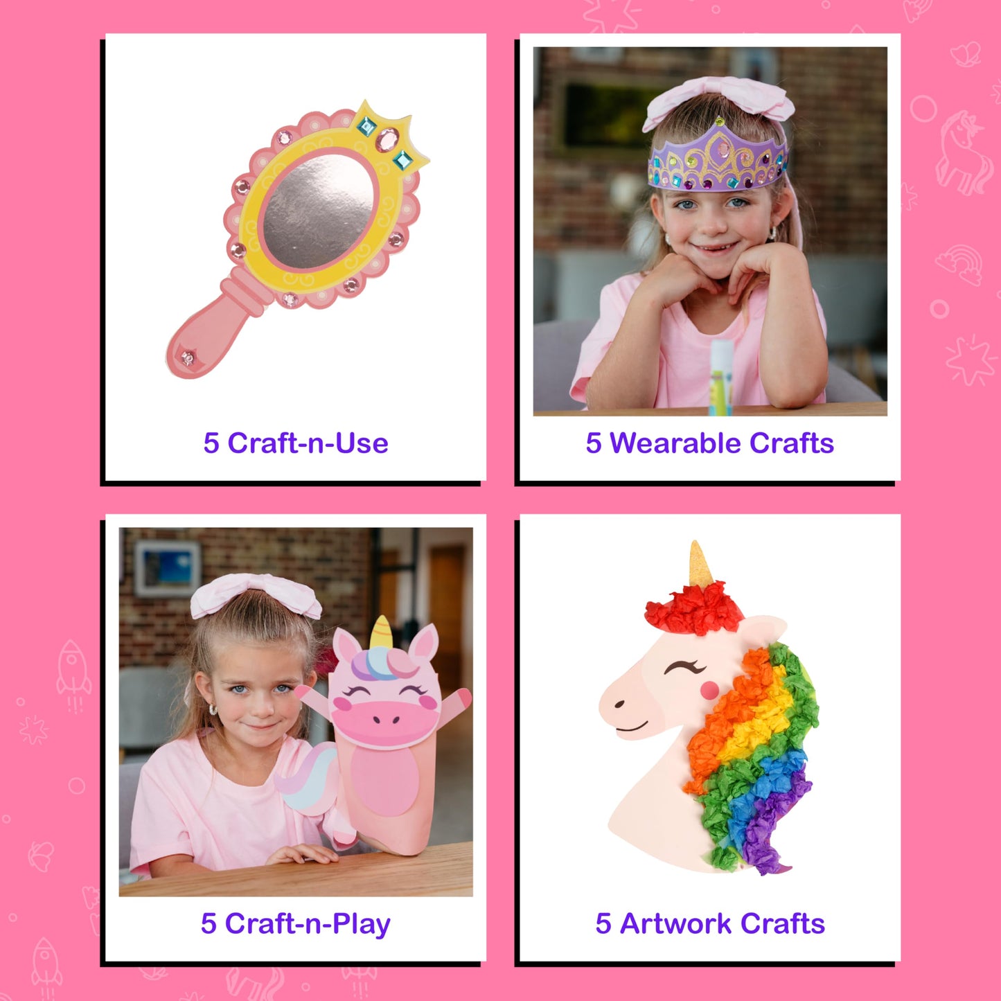 Craftikit 20 Award-Winning Princess & Unicorn Crafts for Kids Ages 3-10 Years, All-Inclusive Toddler Arts and Craft Kits for Kid