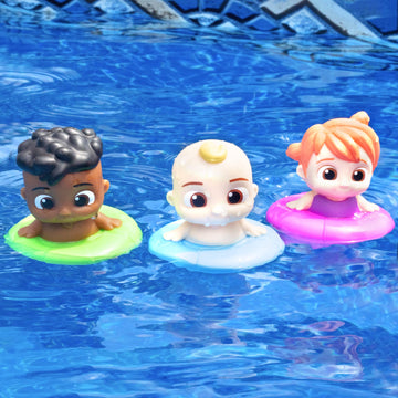 Cocomelon Floating Pool & Bath Toys 3-Pack - Includes Jj, Cody, Yoyo - Officially Licensed - Water Figure Playset For Summer Swimming & Tub - Easter Gift For Toddlers, Preschoolers & Kids 18Mo+