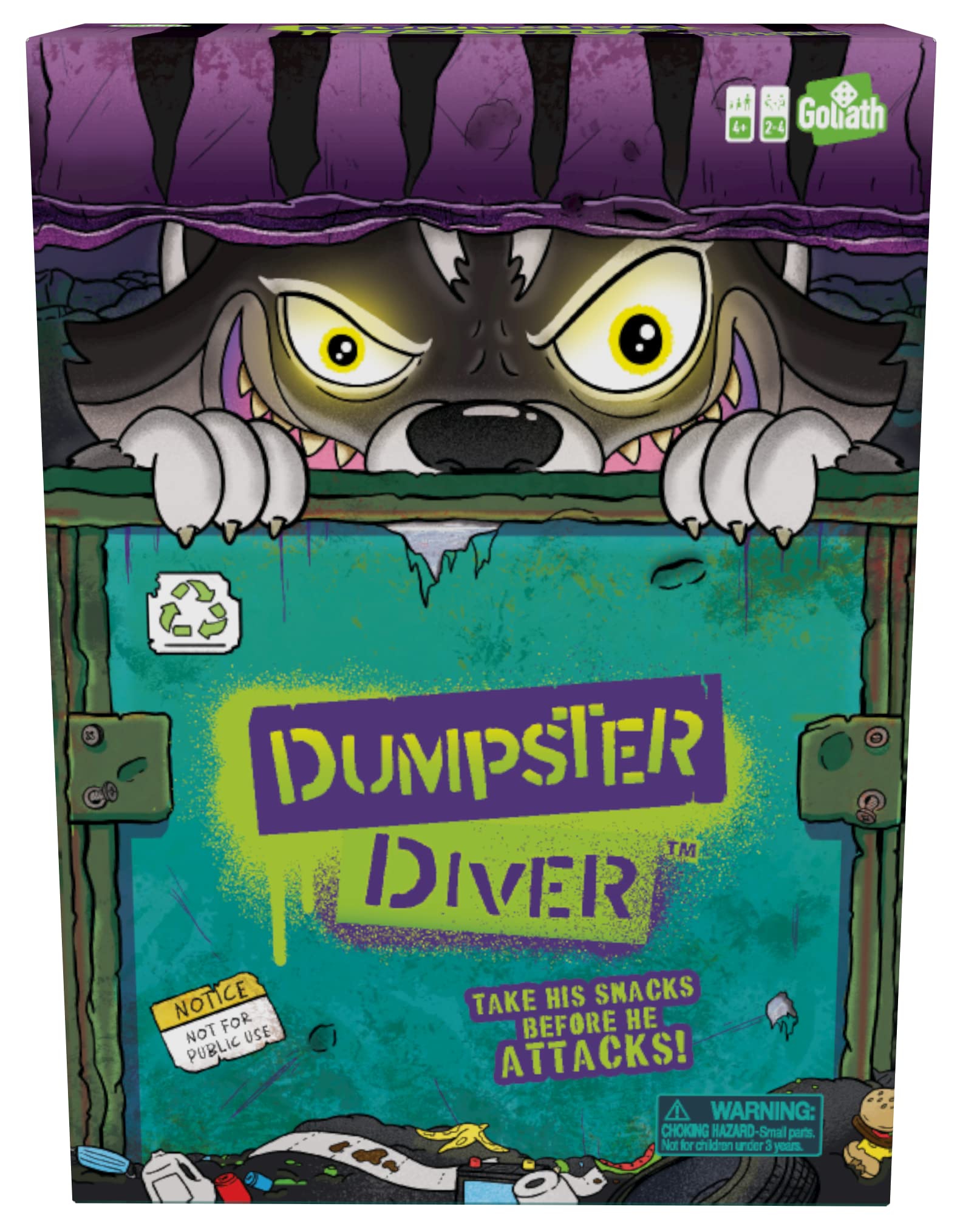 Goliath Dumpster Diver Game - Take Raccoon'S Snacks Before His Paw Jumps Out To Defend His Goodies - No Reading Required - Ages