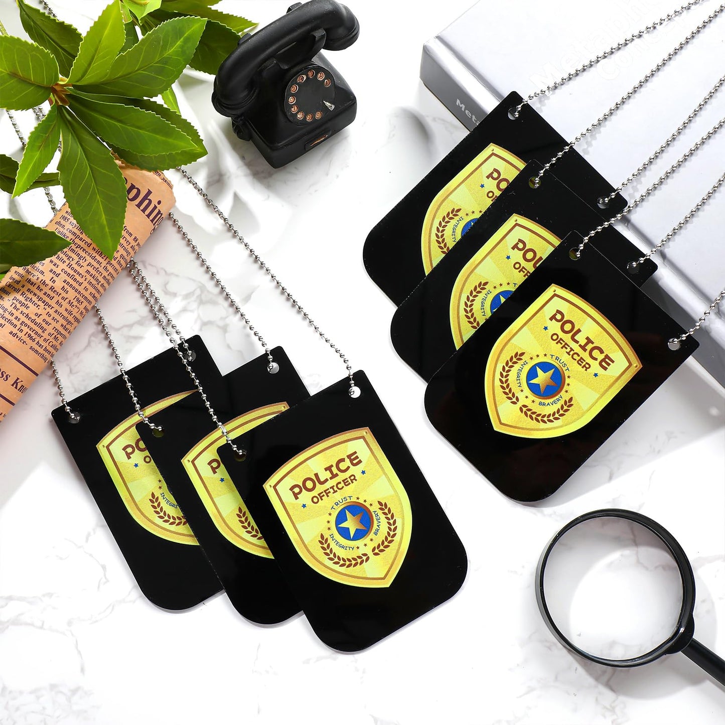 Loetere 12 Pcs Pretend Play Police Badges Officer Badge Detective Badge Cop Badge Fbi Badge Prop With Chain Police Accessories H