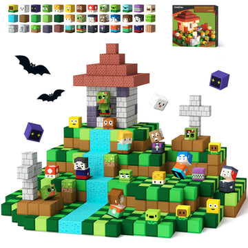 Gobidex 100Pcs Magnetic Blocks Game-Based Kid Building Toys For Boys Girls 3+, Build Magwonder World With Zomblock Magnets Cubes, Upgraded Stem Game Sensory Gift For Easter Birthday