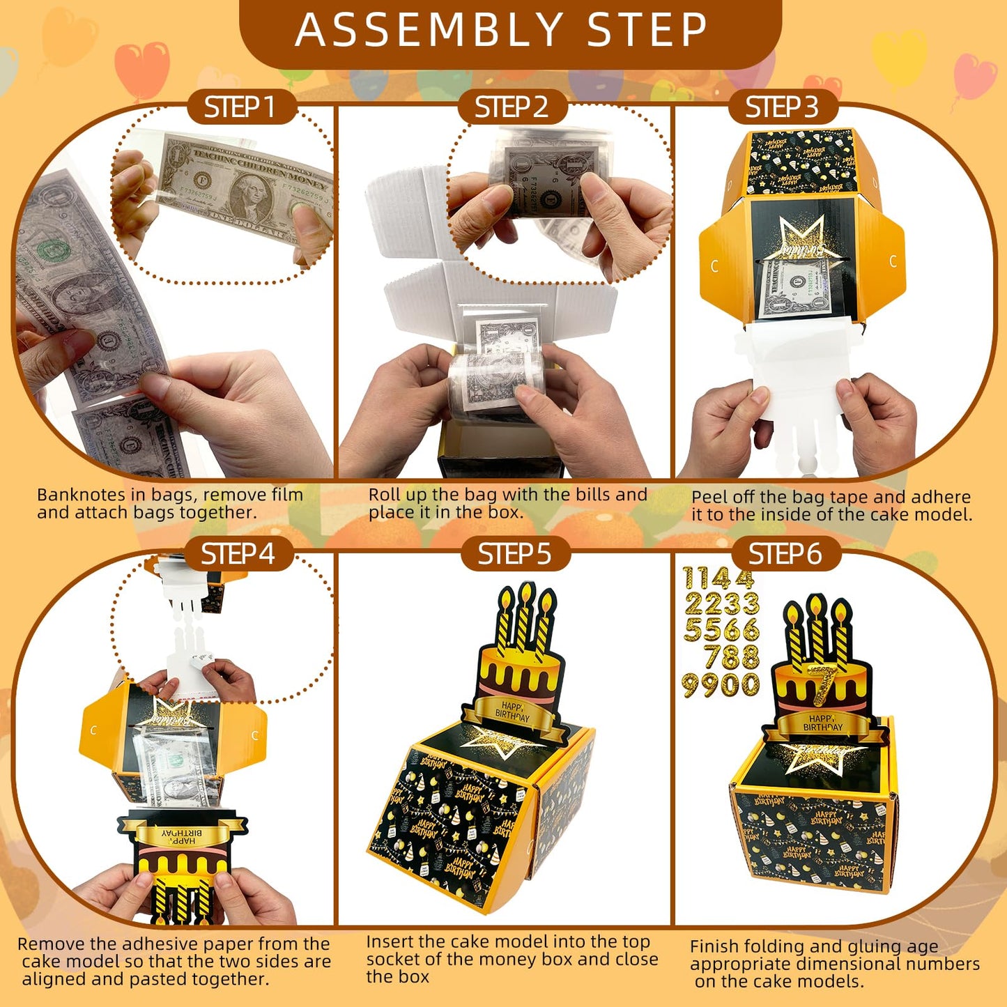 Birthday Money Box For Cash Gift Pull,Pull Out Cash Box, Diy Stickers For Any Age ,A Fun Way To Give Cash Gifts To Boys, Girls,