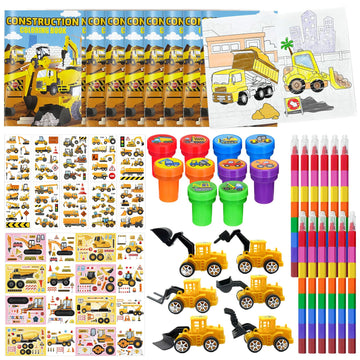 72 Pcs Construction Coloring Book with Crayons Bulk,Truck Car Party Favors Goodie Bags Fillers,Tractor Birthday Party Supplies F
