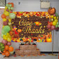 Happy Thanksgiving Backdrop 10x8FT Give Thanks Fall Harvest Photography Background Maple Leaves Turkey Pumpkin Themed Banner for