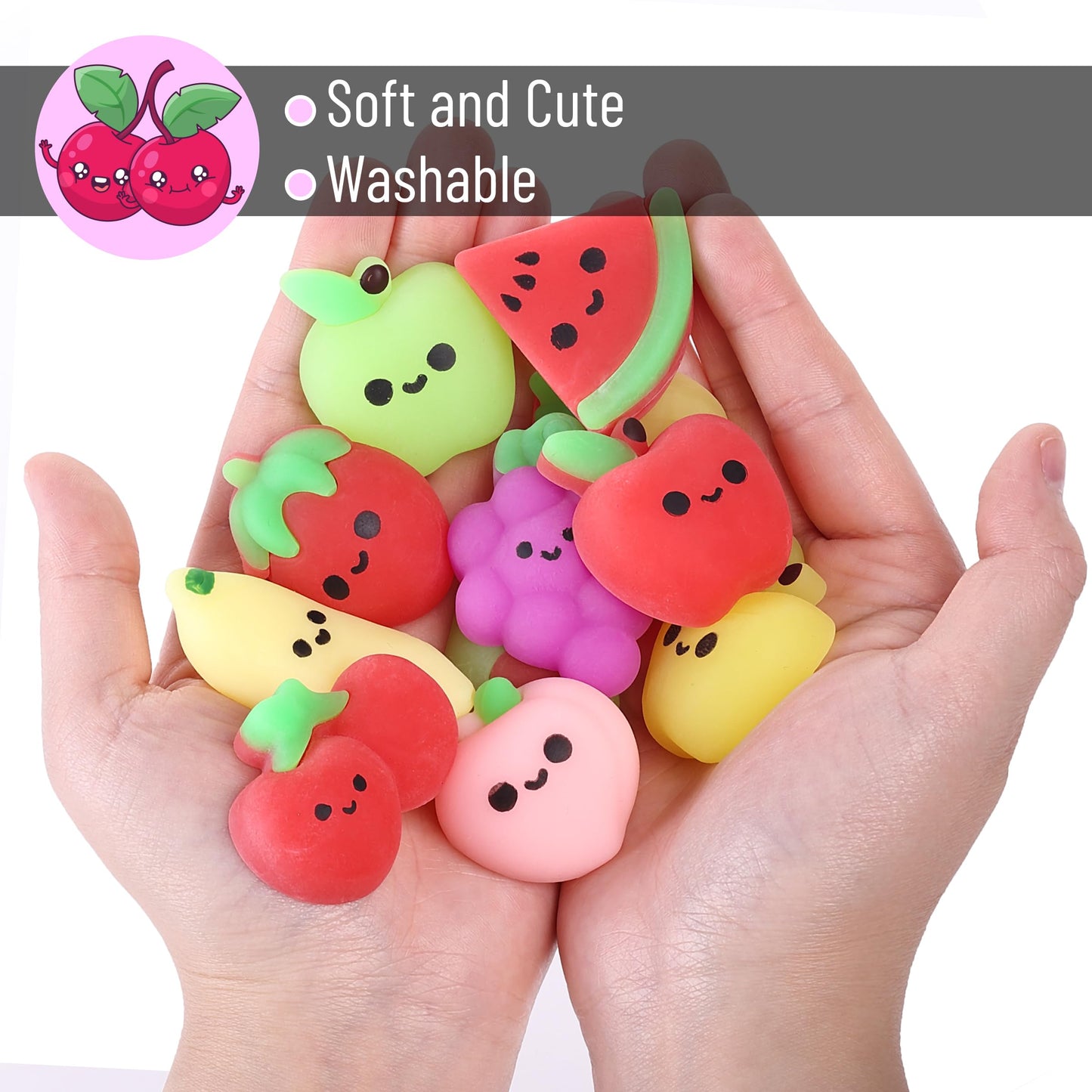 Mr. Pen Mini Squishy Toys for Kids, 12 Pack Fruity Silicone Fidget Animals, Party Favors & Easter Egg Fillers, Model QINK012M402VH