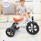KRIDDO Kids Tricycle, 12 Inch Puncture Free Wheel w Front Light, Adjustable Seat Height, Gift for 2-5 Year Olds, White