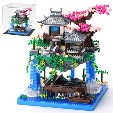Caximsy Cherry Blossom Bonsai Tree Building Block Sets With Acrylic Display Box Chinese Architecture Of Peach Blossom Micro Mini
