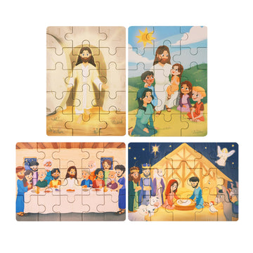 Peyo Pals Bible Themed 4-In-1 Wooden Jigsaw Puzzles In Box (15 Pcs Each) | Christian Bible Gifts For Kids | Easter Gifts For Kid