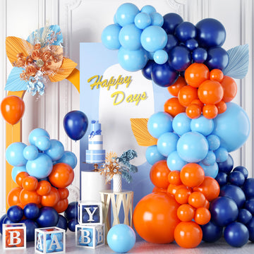 Orange Blue Balloons Garland Arch Kit Orange Navy Blue Balloon Arch Kit Orange Light Blue Latex Balloon Pearl Dark Blue Helium B