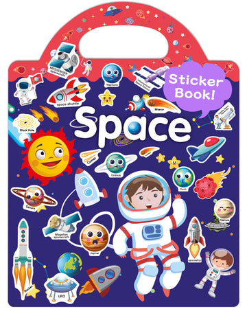 Benresive Reusable Sticker Book For Toddlers 2-4 Years, Fun Travel Stickers For Kids, Waterproof Sticker Books For Toddlers 1-3, Crafts Activities For Todddlers 1-3 2-4 3-5 - Space