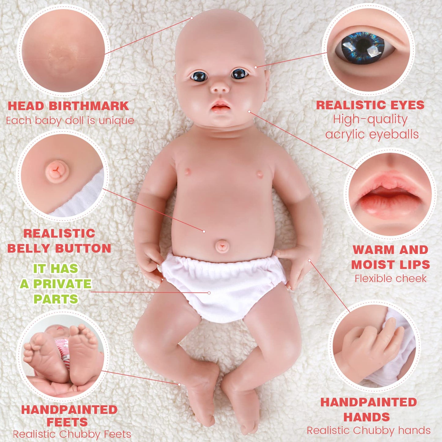 Ivita 18 Inch Silicone Baby Dolls Boy,Not Vinyl Material Dolls,Real Full Body Silicone Reborn Baby Dolls,Newborn Baby Dolls