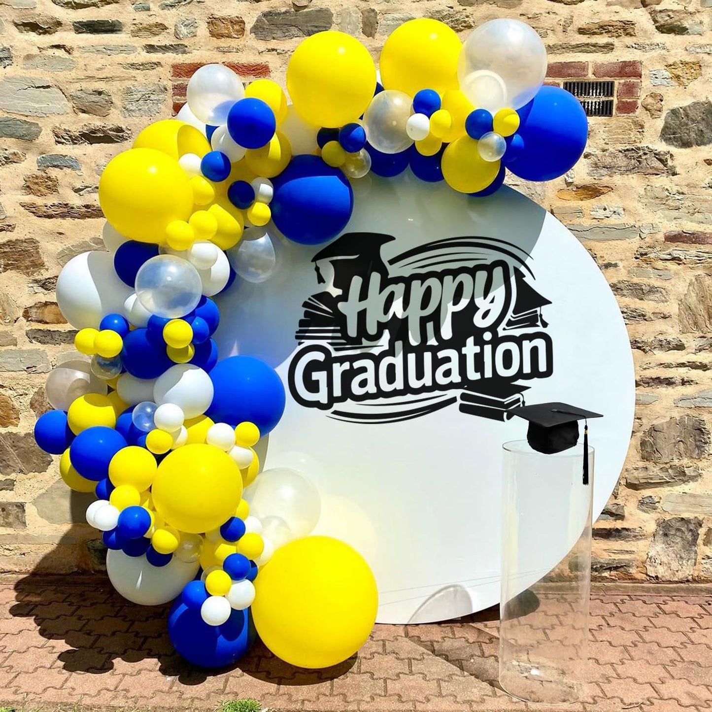 Yellow Blue Balloons, 12 Inches Blue Yellow White Balloons With Confetti Balloons Dark Blue Latex Balloon Helium For Kids Birthd