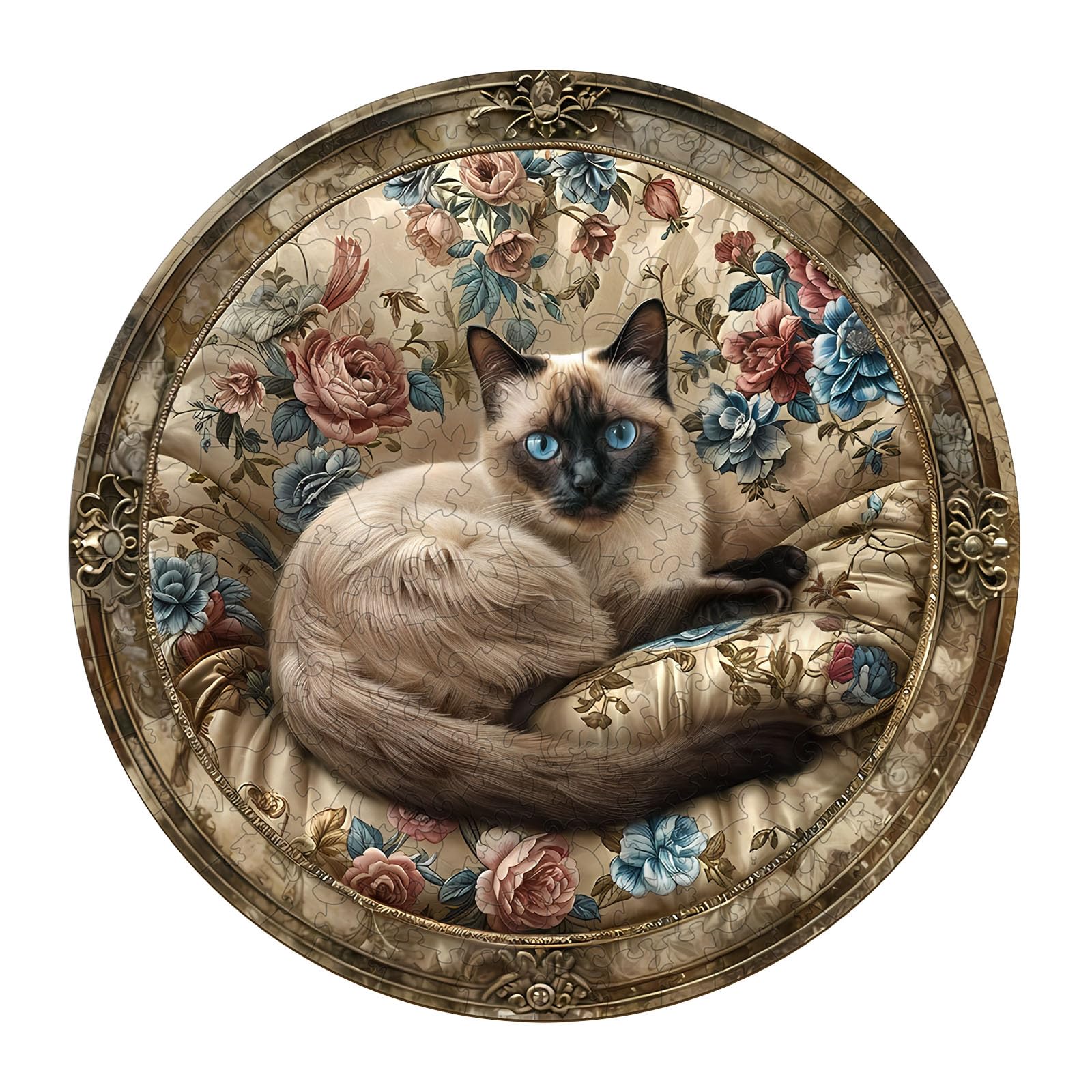 Wooden Puzzles for mature-themeds - Challenging Vintage Siamese Cat mature-themed Puzzle  Unique Animal Shaped Wooden Jigsaw Puzzles for mature-themeds  Creative Gifts Family Games 13.4 * 13.4in 300pcs