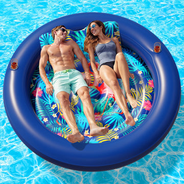 Jambo Tanning Pool Lounger, Huge Round 76 X 76 Pool Float, Inflatable Sun Tanning Pool Float, Tanning Chair, Pool Floats Adult, 