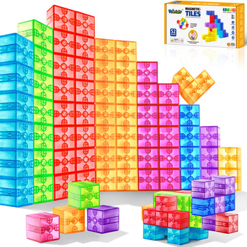 Feoxialy Magnetic Blocks - 52Pcs Translucent Magnetic Cubes, Digit Building Blocks Magnet Toys For Kids, Rainbow Stem Creativity Toys 3+ Year Old Boys & Girls Toddlers Kids Christmas Birthday Gifts