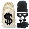 Eylola Robber Costume Set,include robber mask Money bag knitted hat gloves for playing cops and robbers,burglar Halloween costum