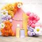 House Of Party Hippie Groovy Balloon Arch 140 Pcs - Coral, Orange, Yellow, Purple & Daisy Flower Balloons Garland With Paper Ban