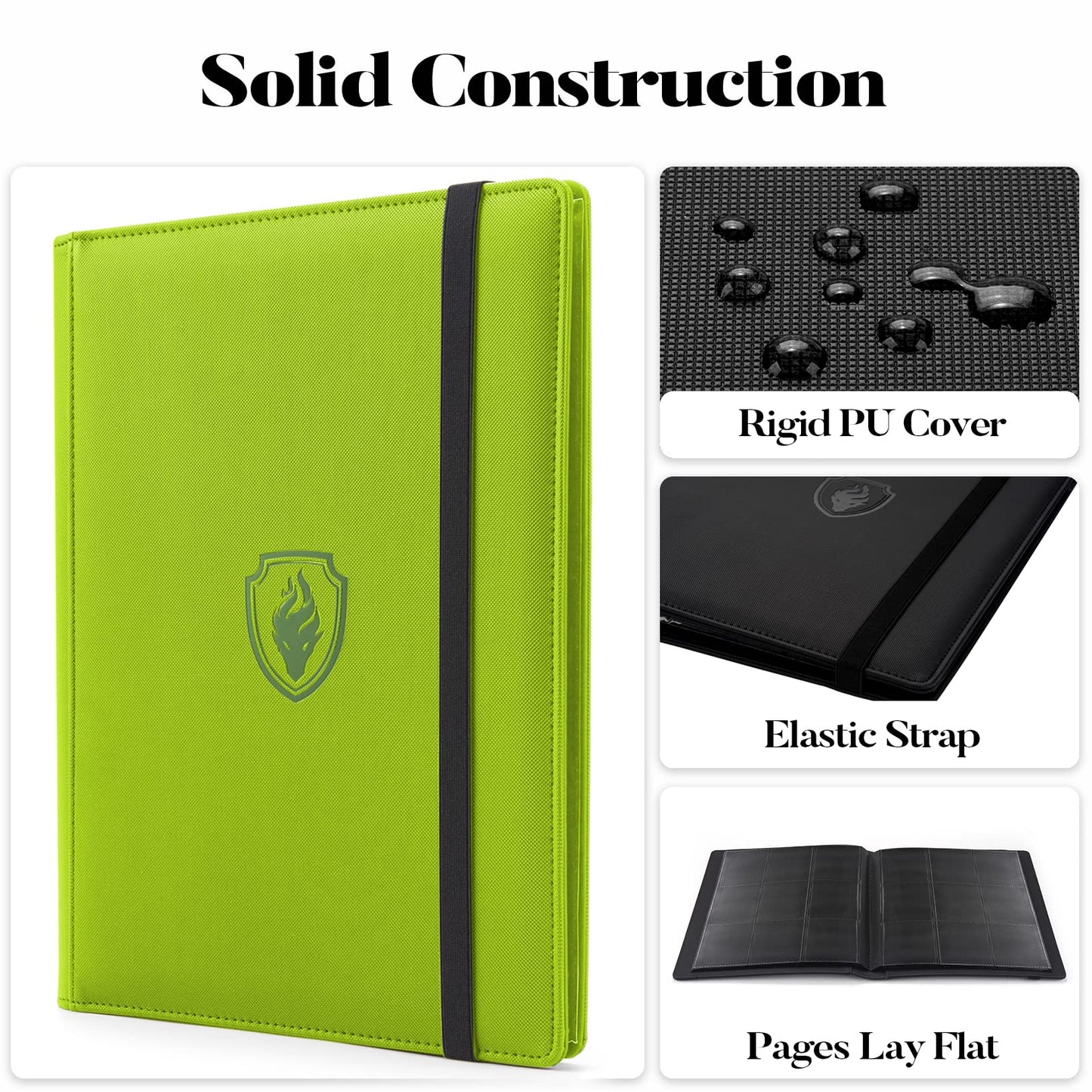 enhanced Card Binder 9 Pocket  Fabmaker PU Cover Trading Card Binder for 360 Cards  Sturdy Card Collection Album  Card Holder Folders for YuGiOh  MTG  TCG  Game Cards & Sports Cards  Green