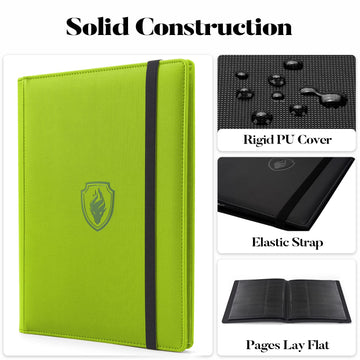 enhanced Card Binder 9 Pocket  Fabmaker PU Cover Trading Card Binder for 360 Cards  Sturdy Card Collection Album  Card Holder Folders for YuGiOh  MTG  TCG  Game Cards & Sports Cards  Green