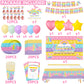 Kakan 124Pcs Pop Birthday Decorations For Girl,Pop Birthday Party Supplies,Includes Banner,Backdrop,Cake Toppers,Tablecloth,Napk