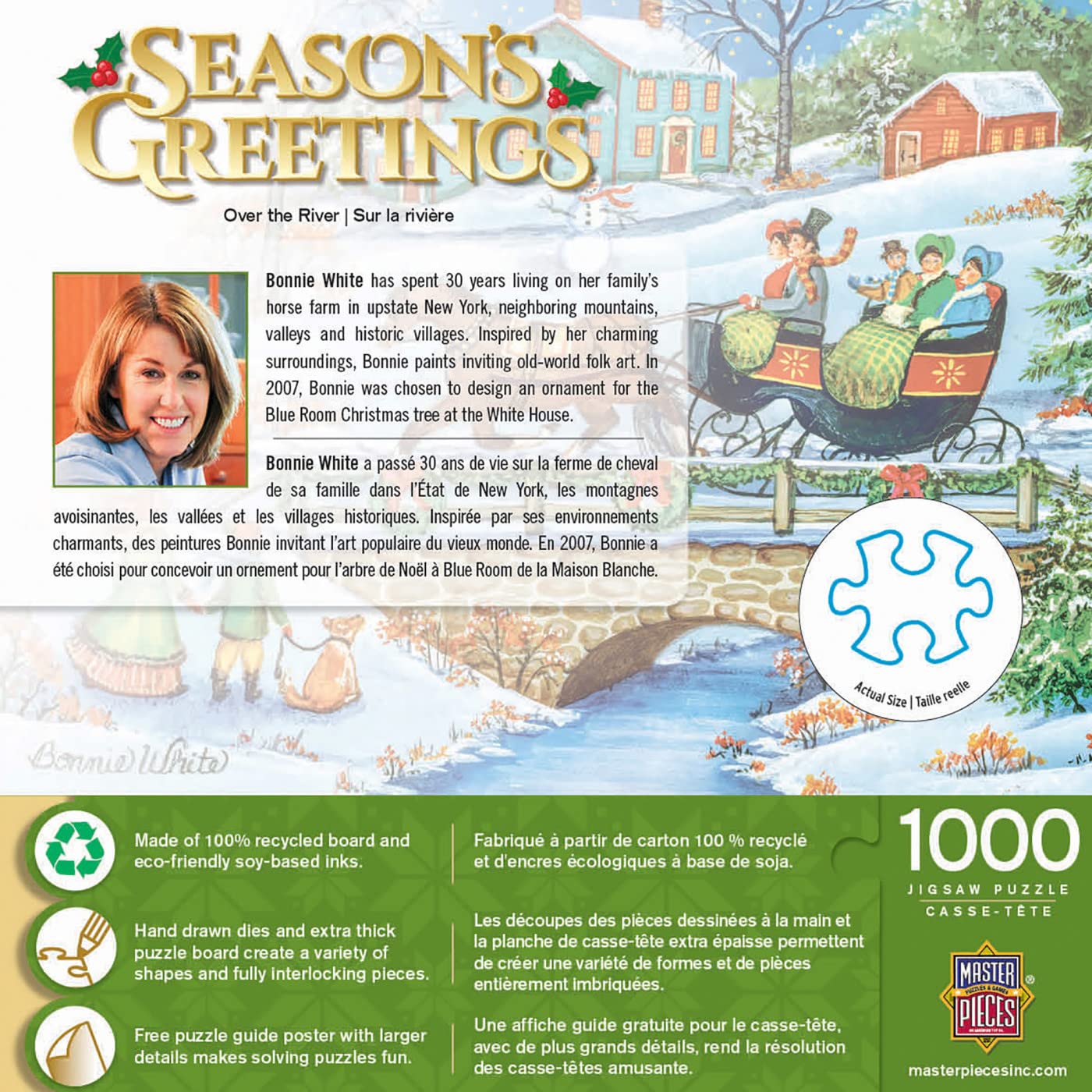 Masterpieces 1000 Piece Christmas Jigsaw Puzzle - Over The River - 19.25'X26.75'