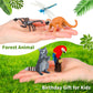 Jexine 25 Pack Rainforest Animals Figures Toys Set Assorted Creatures Rainforest Diorama Supplies Animals Model Trees for Birthd