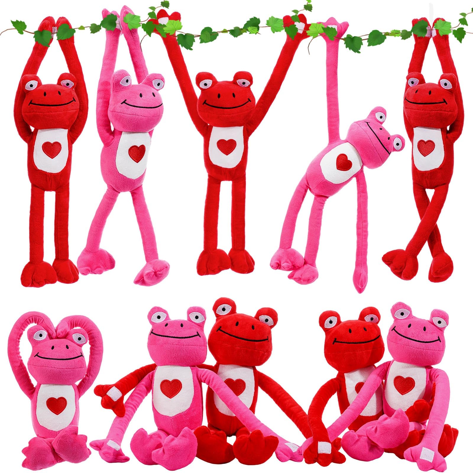 Blueweenly 10 Pack Valentines Day Bulk Hanging Animal for Kids 19.7 Inch Plush Stuffed Cute Plush Doll with Hand Soft Romantic 