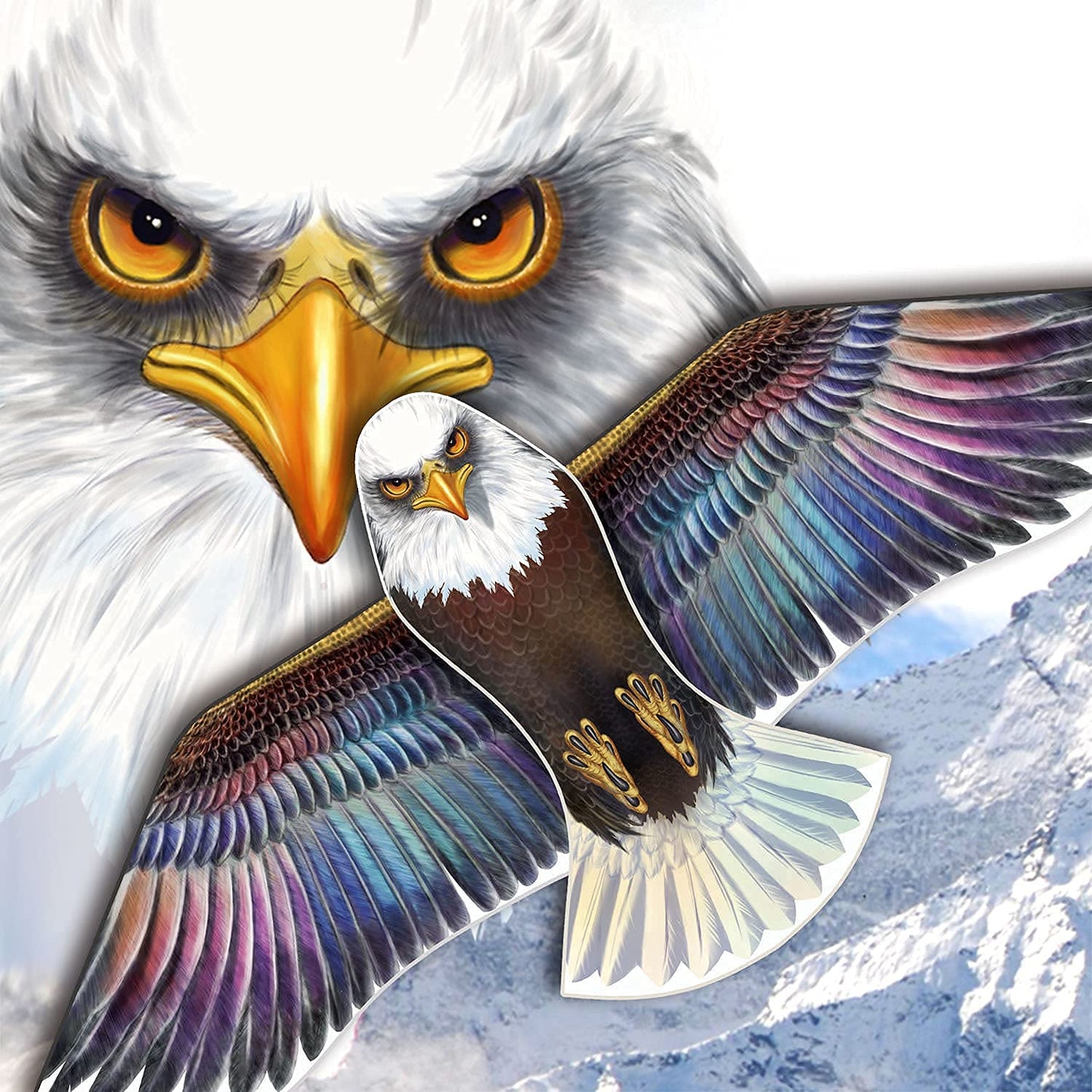 HONBO Eagle Kites for Adults and Kids,Easy to Fly for Beach Trip, Outdoor Activities-Wingspan 73   -200ft Line with Swivel-Bonus