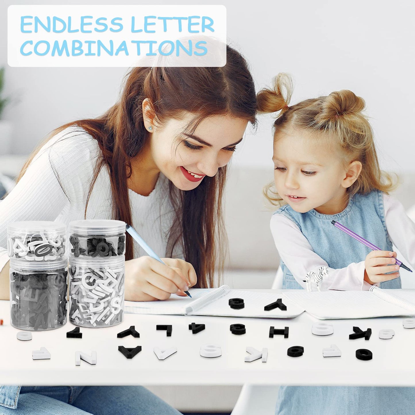 Lzttyee Decorative Magnetic Eva Alphabet Letters/Arabic Numerals For Refrigerator/White Board (117Pcs Letters Black)