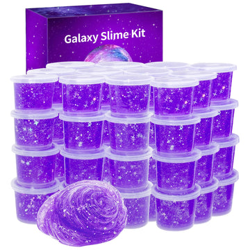 24 Pack Galaxy Star Slime,Party Favor For Kids Girls & Boys,Non Sticky, Stress & Anxiety Relief, Super Soft Sludge Toy