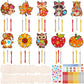 JellyArch 30 Pack Thanksgiving Wind Chime Making Kit for Adults Fall Pumpkin Leaf Animal DIY Wooden Crafts for Halloween Activit