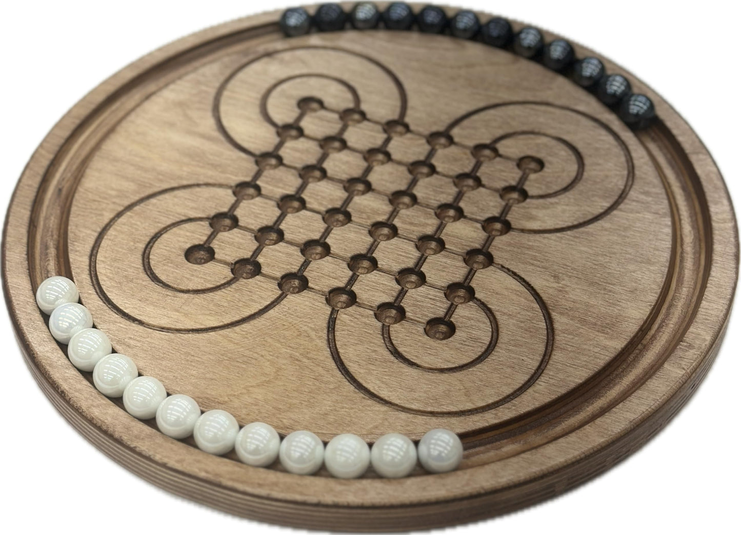 Surakarta Board Game - 9.5'' Roundabouts - Congkak - Sungka - Ayoayo - Adi -Traditional Marbles Games - Infinity Checkers - Made
