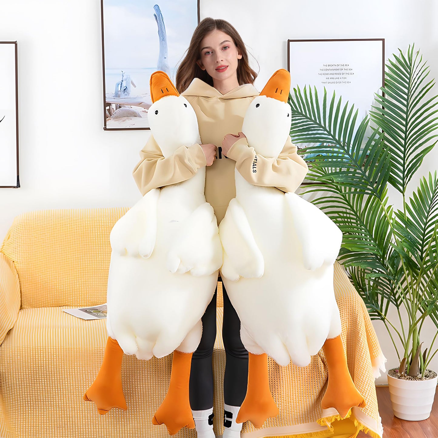 Heionia Goose Stuffed Animal Toy Cute Giant White Goose Stuffed Animal Duck Plush Super Soft Hugging Duck Plushie(19.7Inch/50Cm)