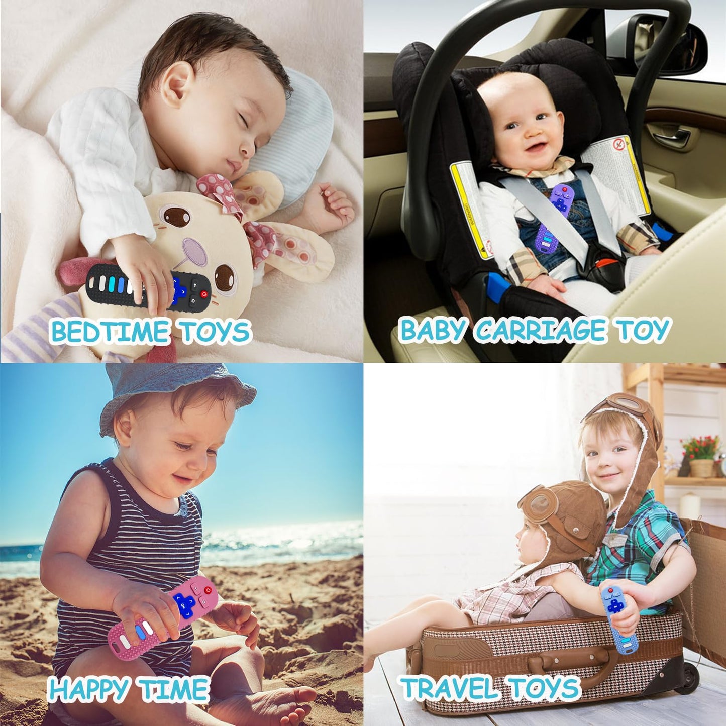 YAPROMO Babay Teething Toys  Soft Reomte Teether Toys  2 Pcs Silicone Chew Toy for Babies 18 Months+  Remote Control Shape Teething Toys BPA Free & Refrigerator Safe