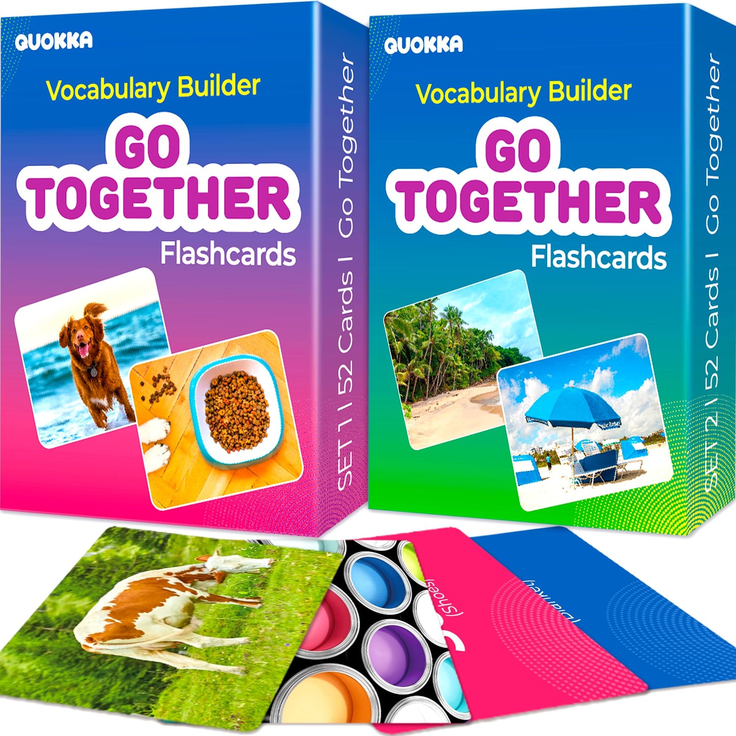 QUOKKA 104 Vocabulary Flash Cards Go Together with Realistic Images for Pre-K and Kindergarten - Perfect for Teachers, Parents, 