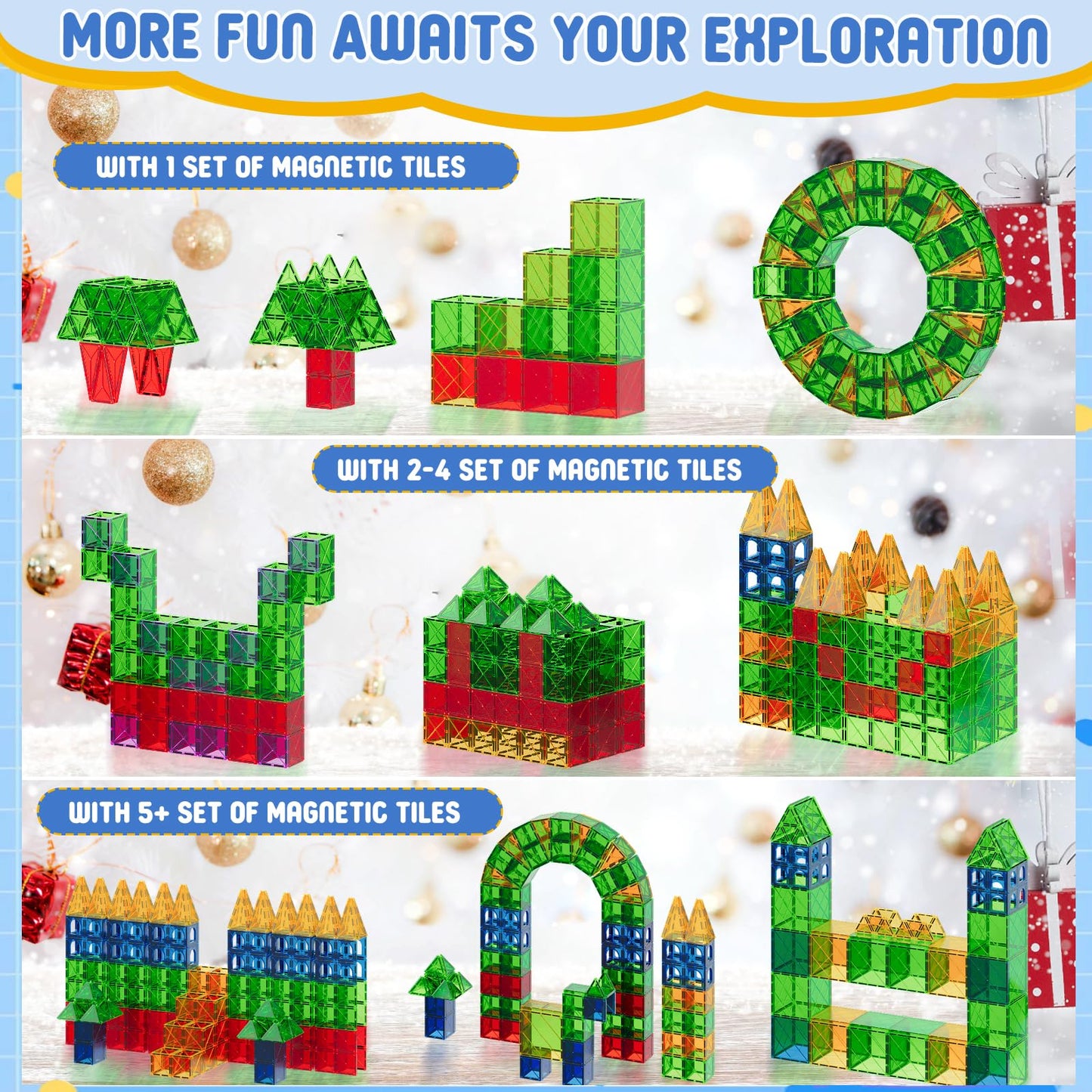 Lati Magnetic Tiles For Kids, Magnetic Blocks Building Sensory Montessori Toys Stem Educational Magnet Toy For Toddler Preschool Learning Construction Toys For Boys Girls Ages 3-8