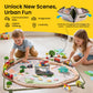 Tiny Land 110pcs Wooden Train Set with Folding Storage Box, Wooden Train Track Toy for Boys & Girls, Age 3-7, Includes Convenien